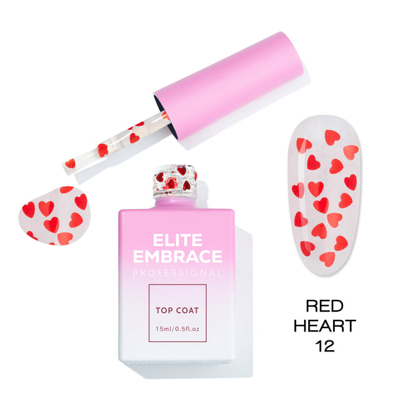ELITE EMBRACE Professional Top Coat 12 Red Heart 15ml ETRH1215