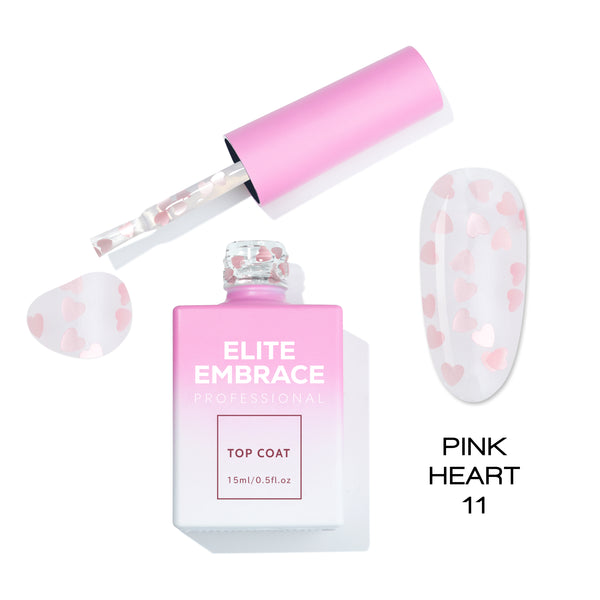 ELITE EMBRACE Professional Top Coat 11 Pink Heart 15ml ETPH1115