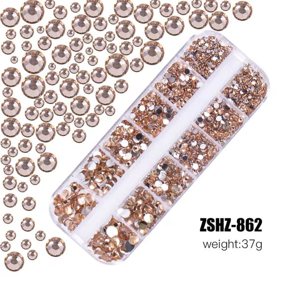 Champagne Glass Rhinestones Round 2400pcs
