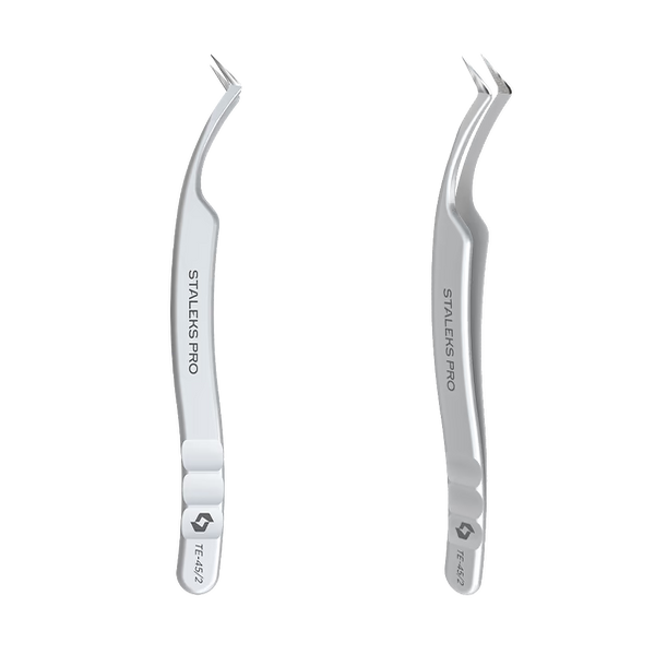 Professional tweezers for eyelashes STALEKS EXPERT 45 TYPE 2 TE-45/2 L-40