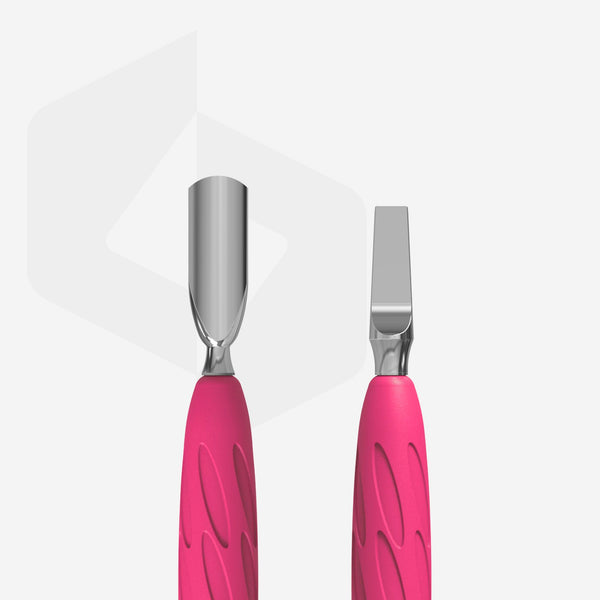 STALEKS Manicure pusher with silicone handle “Gummy” UNIQ 10 TYPE 5 (narrow rounded pusher + wide blade) PQ-10/5