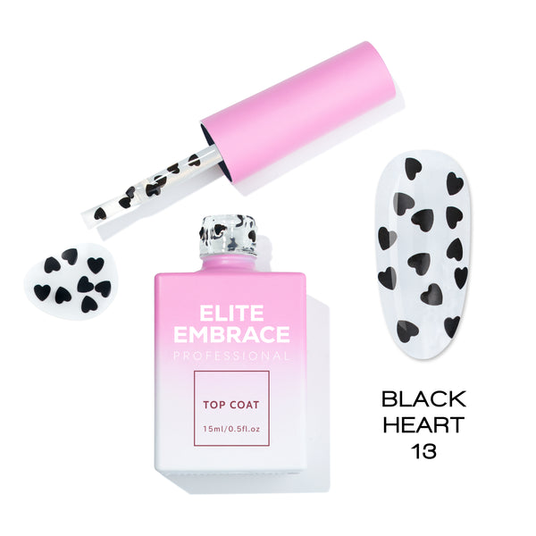ELITE EMBRACE Professional Top Coat 13 Black Heart 15ml ETBH1315