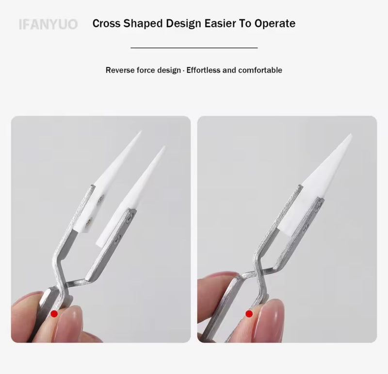 Professional Nail Pinching Tweezers with Ceramic Tips – Stainless Steel C-Curve Nail Shaping Tool