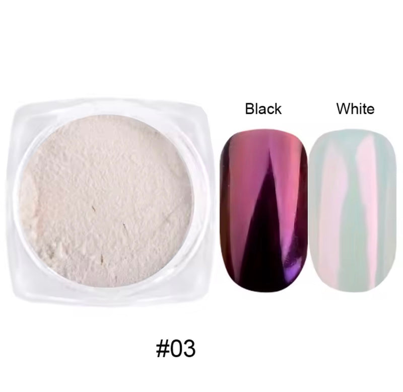 12pcs Aurora White Chrome Nail Powder Set