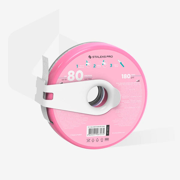 STALEKS PRO EXPERT WHITE ПИЛКА ДЛЯ НІГТІВ ЗАПОВНЕНИЙ РУЛОН У ПЛАСТИКОВОМУ КЕЙСІ 80 ЗНІМНИХ ФАЙЛОВ В РУЛОНІ AT-180w