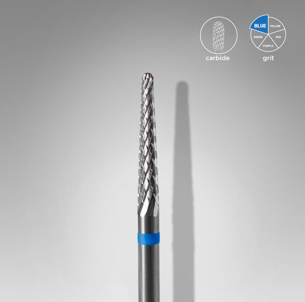 STALEKS Carbide nail drill bit cone blue EXPERT head diameter 2,3 mm / working part 14 mm Blue