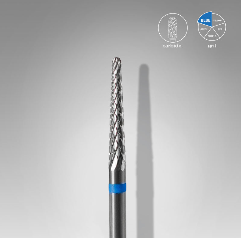 STALEKS Carbide nail drill bit cone blue EXPERT head diameter 2,3 mm / working part 14 mm Blue