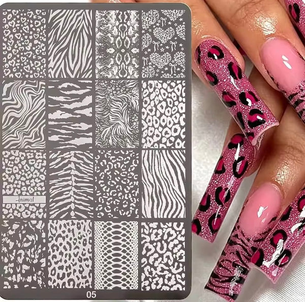Animal Print Nail Stamping Plate – Leopard, Zebra & Snake Nail Art Designs