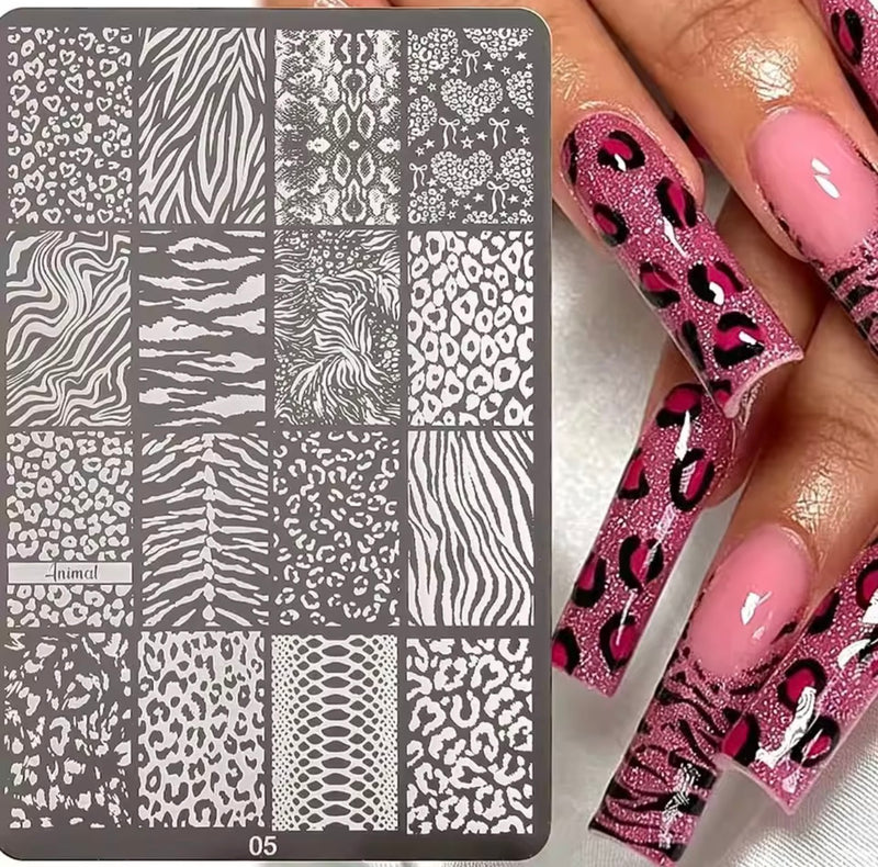 Animal Print Nail Stamping Plate – Leopard, Zebra & Snake Nail Art Designs