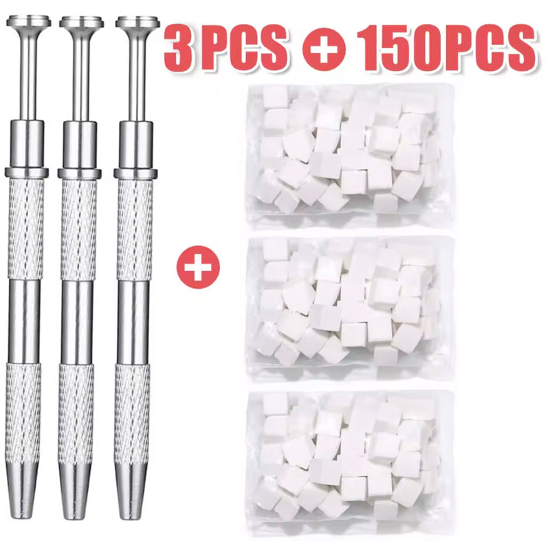 Nail Art Ombre Sponge Set – 3 Metal Holders with 150 Replacement Sponges