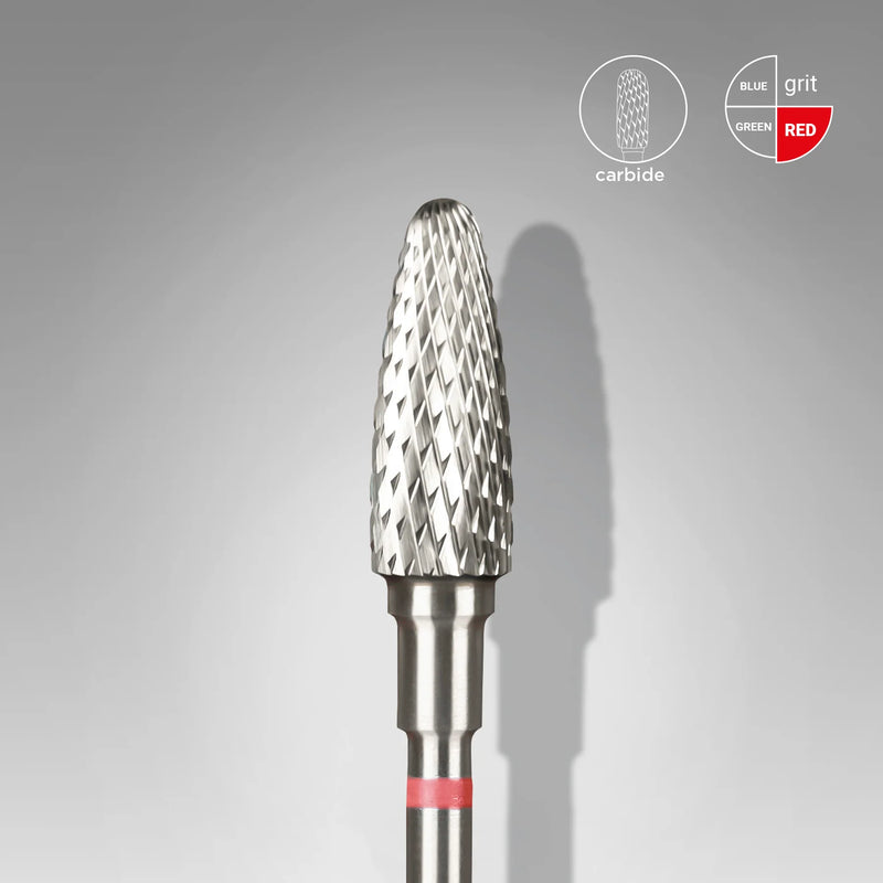 STALEKS PRO EXPERT CARBIDE NAIL DRILL BIT CORN RED HEAD DIAMETER 5 MM WORKING PART 13 MM FT90R050/13 red