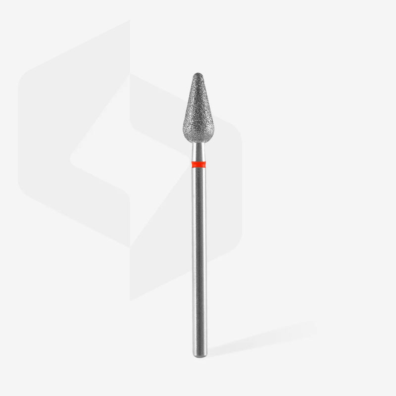 STALEKS EXPERT Diamond nail drill bit rounded pear red, head diameter 5 mm, working part 12 mm
