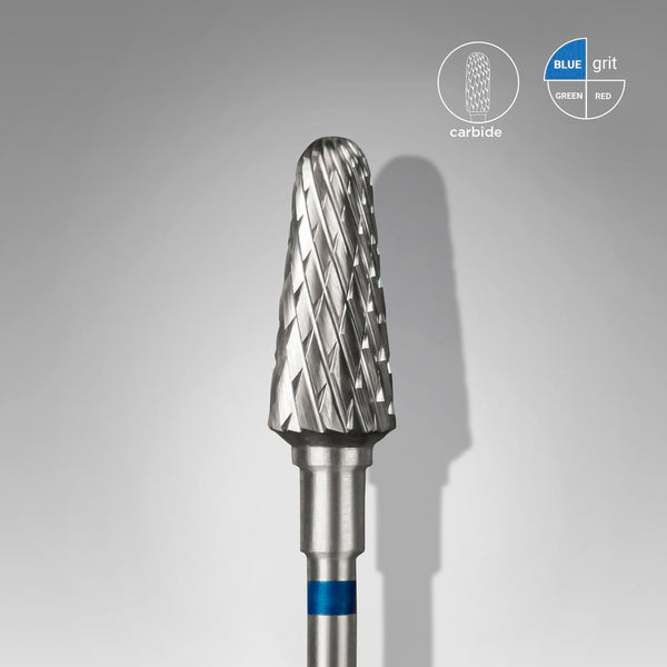STALEKS Carbide nail drill bit, “frustum”, blue, head diameter 6 mm / working part 14 mm, FT70B060/14