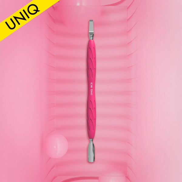 STALEKS Manicure pusher with silicone handle “Gummy” UNIQ 10 TYPE 5 (narrow rounded pusher + wide blade) PQ-10/5