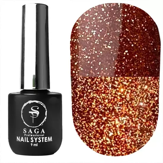 SAGA Professional Gel Polish Fiery gel 22 (оранжевый с микроблеском, светоотражающий), 9 мл