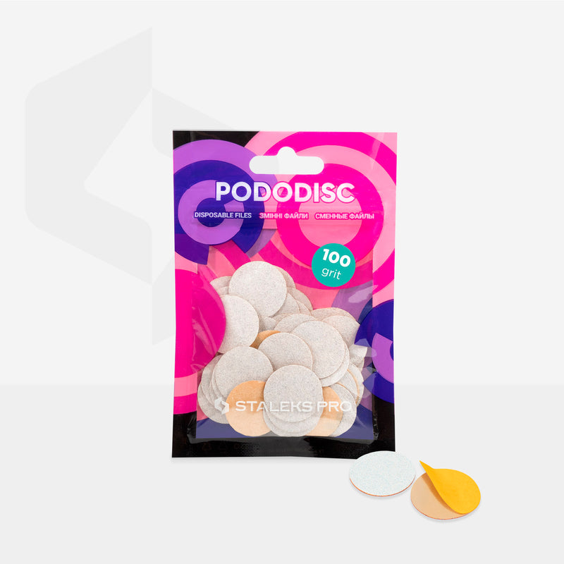 Сменные подушечки белые для педикюрного диска Pododisc Сталекс Про М, зернистость 100 (50 шт) PDF-20-100w