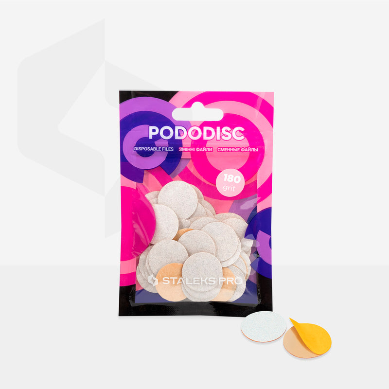 White refill pads for pedicure disc Pododisc Staleks Pro M, 180 grit (50 pc)  PDF-20-180w