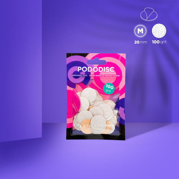 White refill pads for pedicure disc Pododisc Staleks Pro M, 100 grit (50 pc)  PDF-20-100w