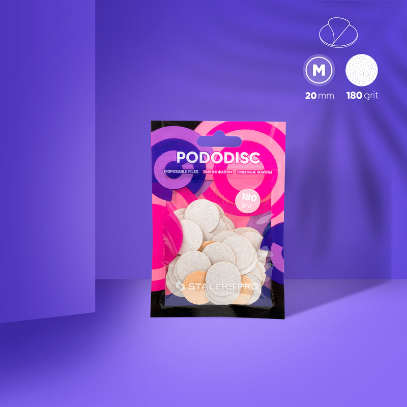 White refill pads for pedicure disc Pododisc Staleks Pro M, 180 grit (50 pc)  PDF-20-180w
